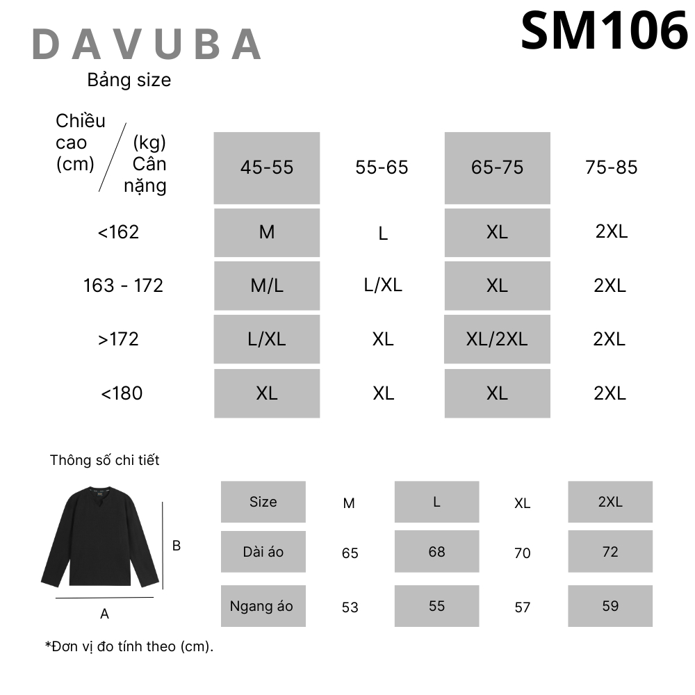 Áo thun tăm cổ V DAVUBA dài tay from rộng SM106 | BigBuy360 - bigbuy360.vn