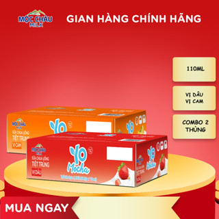  Combo 02 thùng Sữa chua uống tiệt trùng vị cam vị Dâu Yo mocha 110ml Mộc Châu Milk  110ml x 96 Hộp  