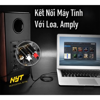 Cáp Audio 3.5mm ra 2RCA Cao Cấp NYT Đầu Hợp Kim Nhôm Jack Mạ Vàng 24K Chống Nhiễu