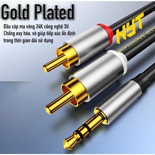 Cáp Audio 3.5mm ra 2RCA Cao Cấp NYT Đầu Hợp Kim Nhôm Jack Mạ Vàng 24K Chống Nhiễu