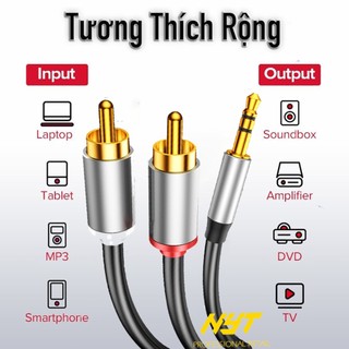 Cáp Audio 3.5mm ra 2RCA Cao Cấp NYT Đầu Hợp Kim Nhôm Jack Mạ Vàng 24K Chống Nhiễu