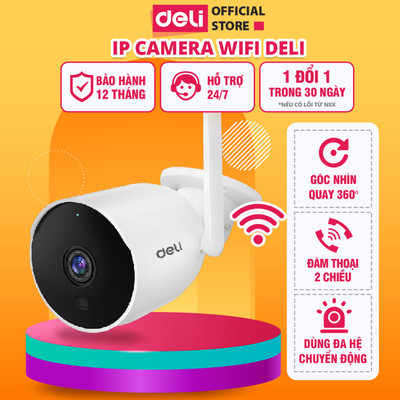 Camera WIFI Ngoài Trời DELI ES106, Kháng Nước Chống Chịu Thời Tiết, Camera Đàm Thoại Hai Chiều