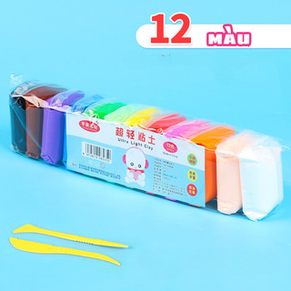 Đất nặn tự khô an toàn cho bé set nhiều màu không mùi kèm dụng cụ cắt đất nặn tạo hình tự khô