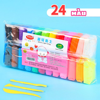 Đất nặn tự khô an toàn cho bé set nhiều màu không mùi kèm dụng cụ cắt đất nặn tạo hình tự khô