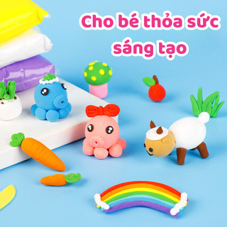 Đất nặn tự khô an toàn cho bé set nhiều màu không mùi kèm dụng cụ cắt đất nặn tạo hình tự khô