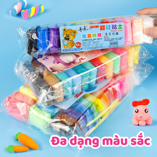 Đất nặn tự khô an toàn cho bé set nhiều màu không mùi kèm dụng cụ cắt đất nặn tạo hình tự khô