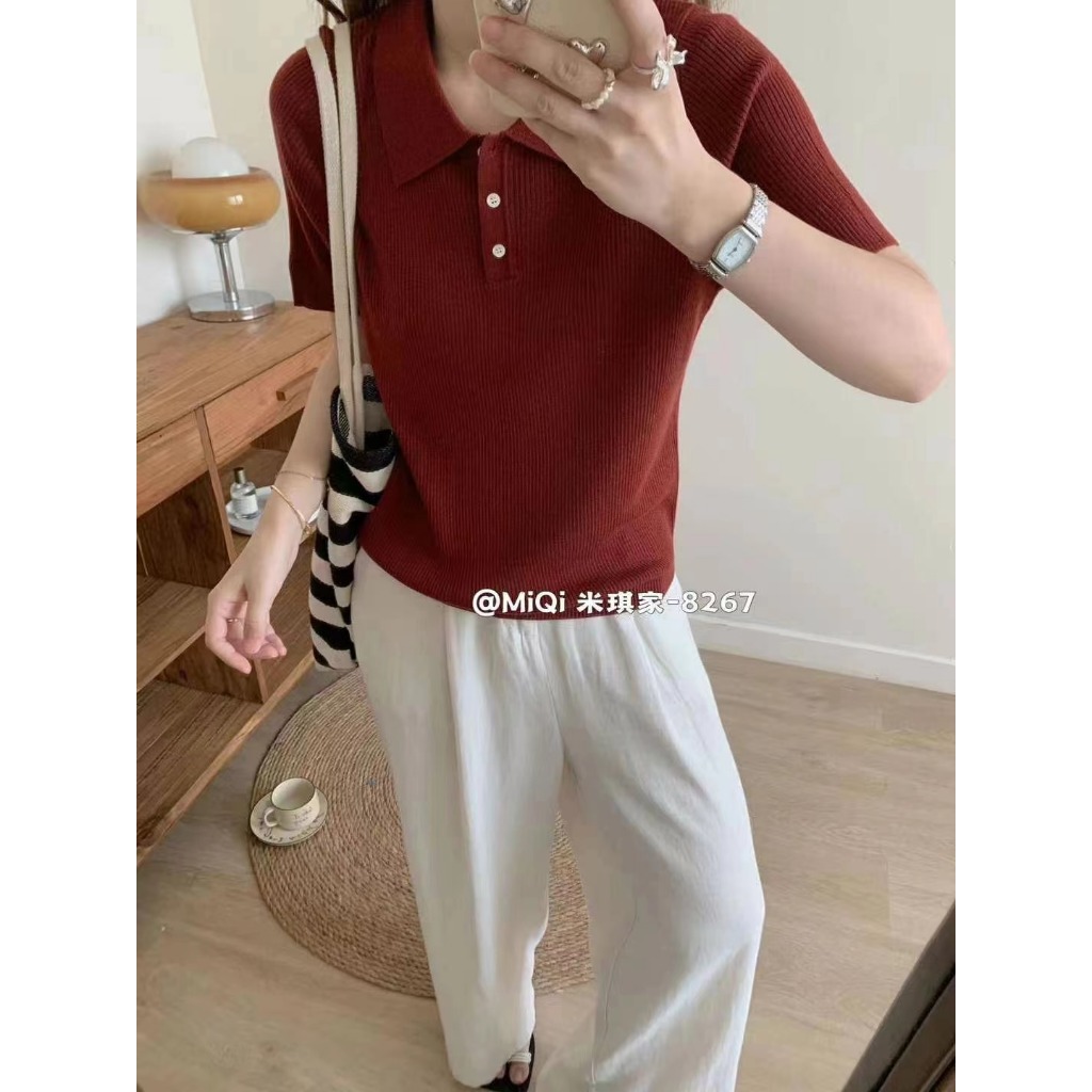 8267N  ÁO LEN TRƠN CỔ BẺ CỘC TAY NHIỀU MÀU