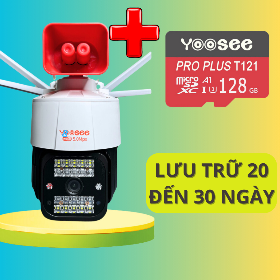 Camera yoosee 16 đèn - camera ngoài trời-xoay 360-chống mưa-ban đêm có màu