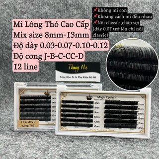 Mi lông thỏ siêu mềm, nhẹ hộp mix 8-13mm dày 0.03-0.07-0.10-0.12_không mi con,dễ bắt keo_dụng cụ nối mi_THÚY HÀ