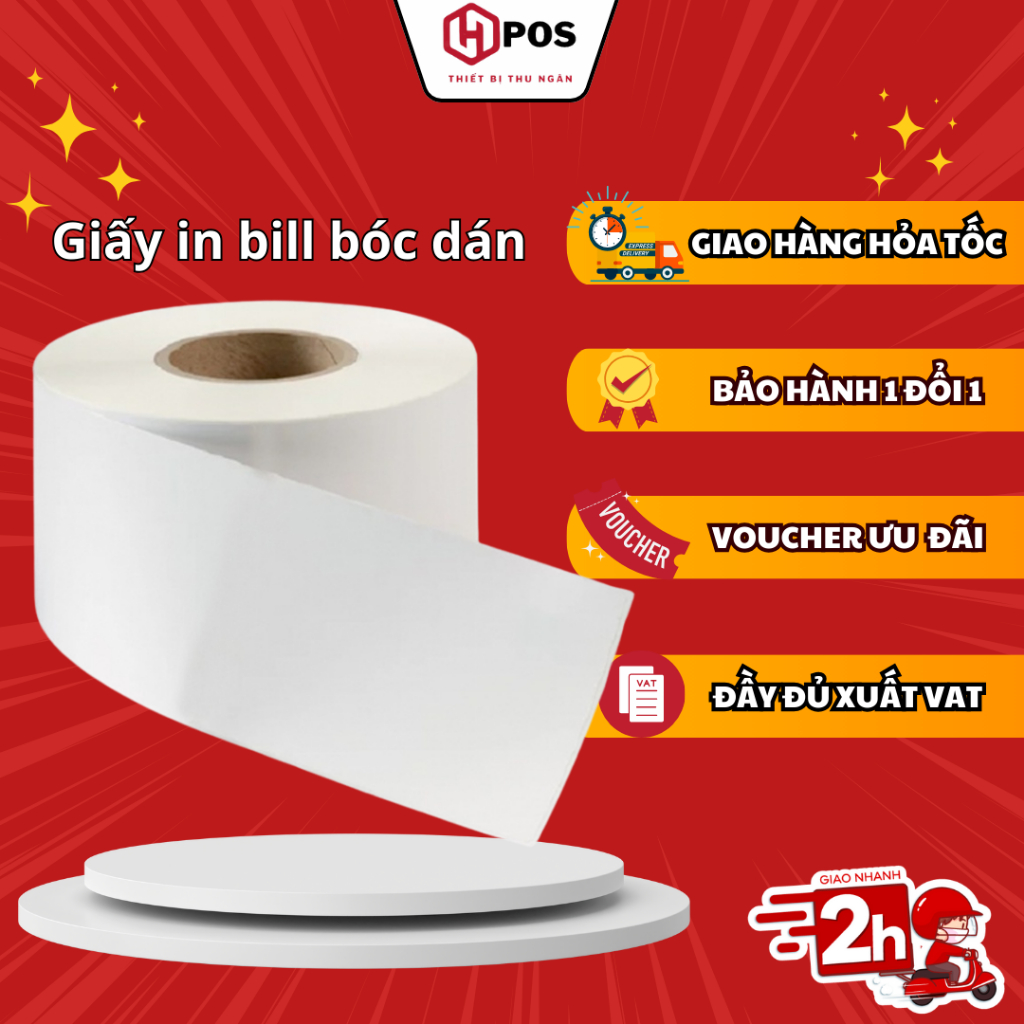 Giấy in hóa đơn K80 có keo bóc dán, decal bóc dán liên tục ( dùng in đơn Livestream TPOS )