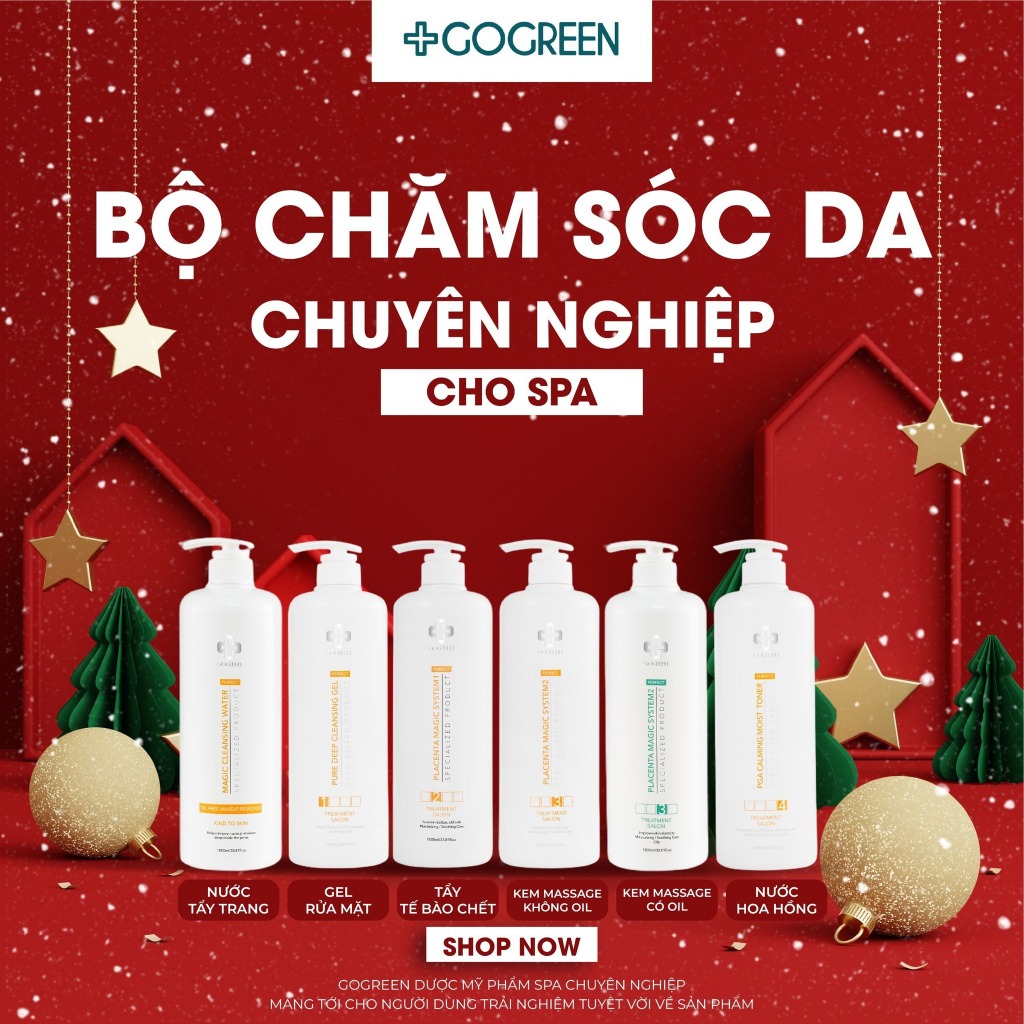 Bộ Chăm Sóc Da GOGREEN Spa Thẩm Mỹ Viện, Tẩy Da Chết, Tẩy Trang, Toner, Sữa Rửa Mặt, Kem Massage