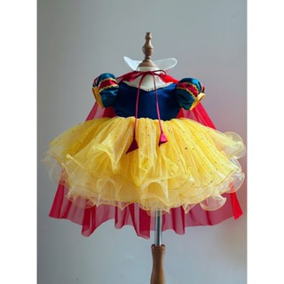 Váy Công Chúa Bạch Tuyết Kèm Khăn Choàng Đỏ Cho Bé Gái Tặng Bờm Nơ Diện Lễ Hội, Noel