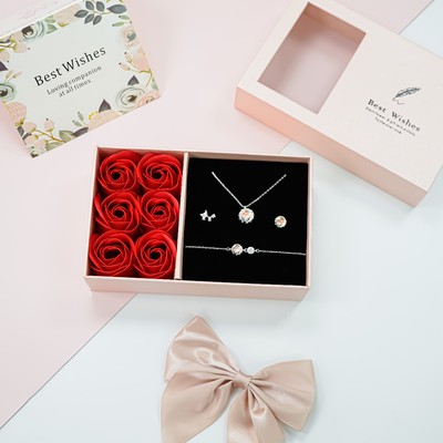 Gift set quà tặng - Bộ trang sức LAMY - Hộp đựng trang sức hoa hồng 7004