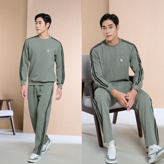 LAROMA Bộ Quần Áo Nỉ Thu Đông Cổ Chui Quần Suôn Cho Nam | Sọc Đôi - Giữ Ấm - Vải Thơm - Kháng Khuẩn - Mềm Mại - Co Dãn