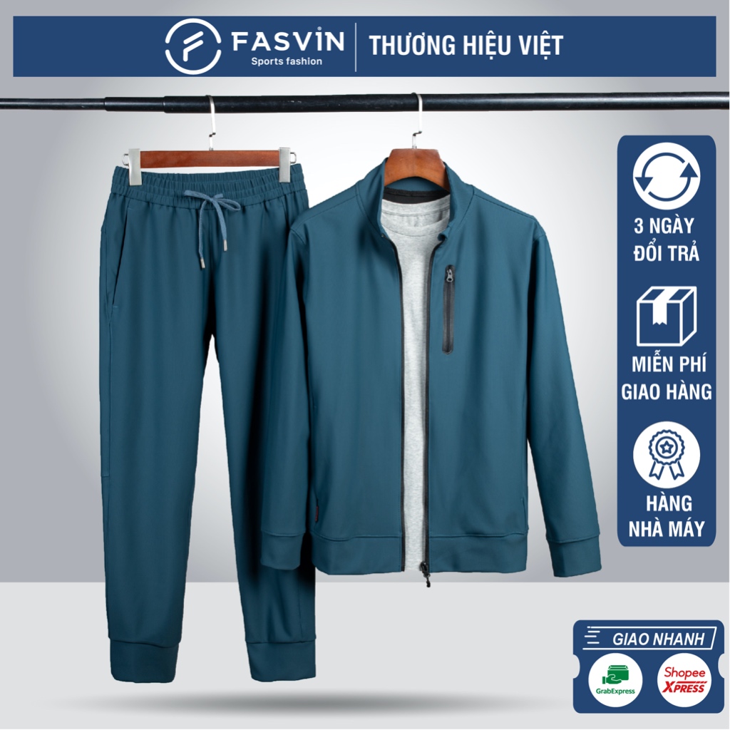 Bộ quần áo thun thể thao nam Fasvin BT24640.SG vải Nylon cao cấp dầy dặn co giãn thoải mái