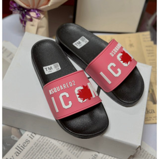 Dép Nam Quai Ngang Unisex DSQ 2 Bản Mới Nhất Logo Lá Phong Mẫu Hồng Siêu Đỉnh