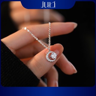 Vòng cổ Bạc Ý mặt trăng 100% trắng sáng lấp lánh đính kim cương cao cấp dành cho nữ giới | VC25 JULI