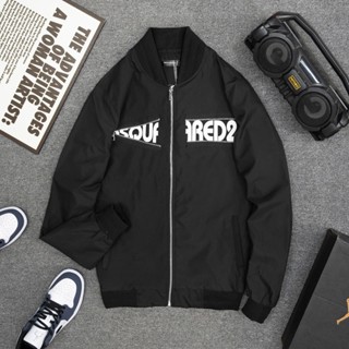 Áo Khoác Gió Nam Chống Nắng DSQ Thời Trang Nam Màu Đen Chất Liệu Gió 2 Lớp Lót Lông 2024