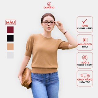 Áo kiểu nữ CARDINA chất liệu len lông thỏ mềm mịn thiết kế cổ tròn tay bồng trẻ trung thanh lịch 4ALL06
