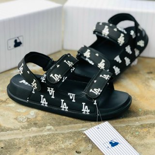 Giày Sandal -FREESHIP-Dép Sandal nam nữ thể thao MLB full mẫu bền đẹp đế bằng siêu nhẹ học sinh,LA đen (trắng)