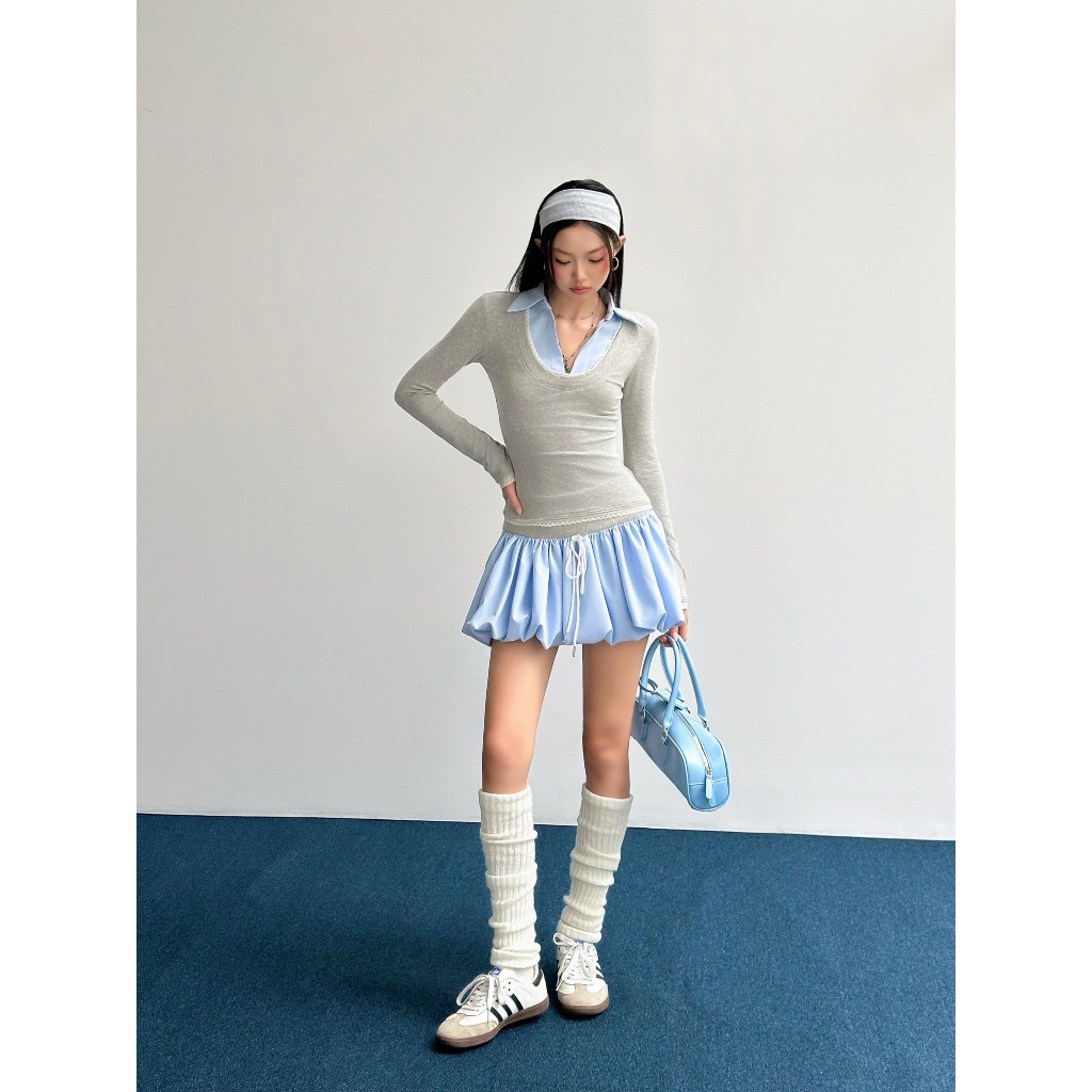 Chân Váy Ngắn Thể Thao Dáng Bí Xanh Dương -  HOO DESIGN