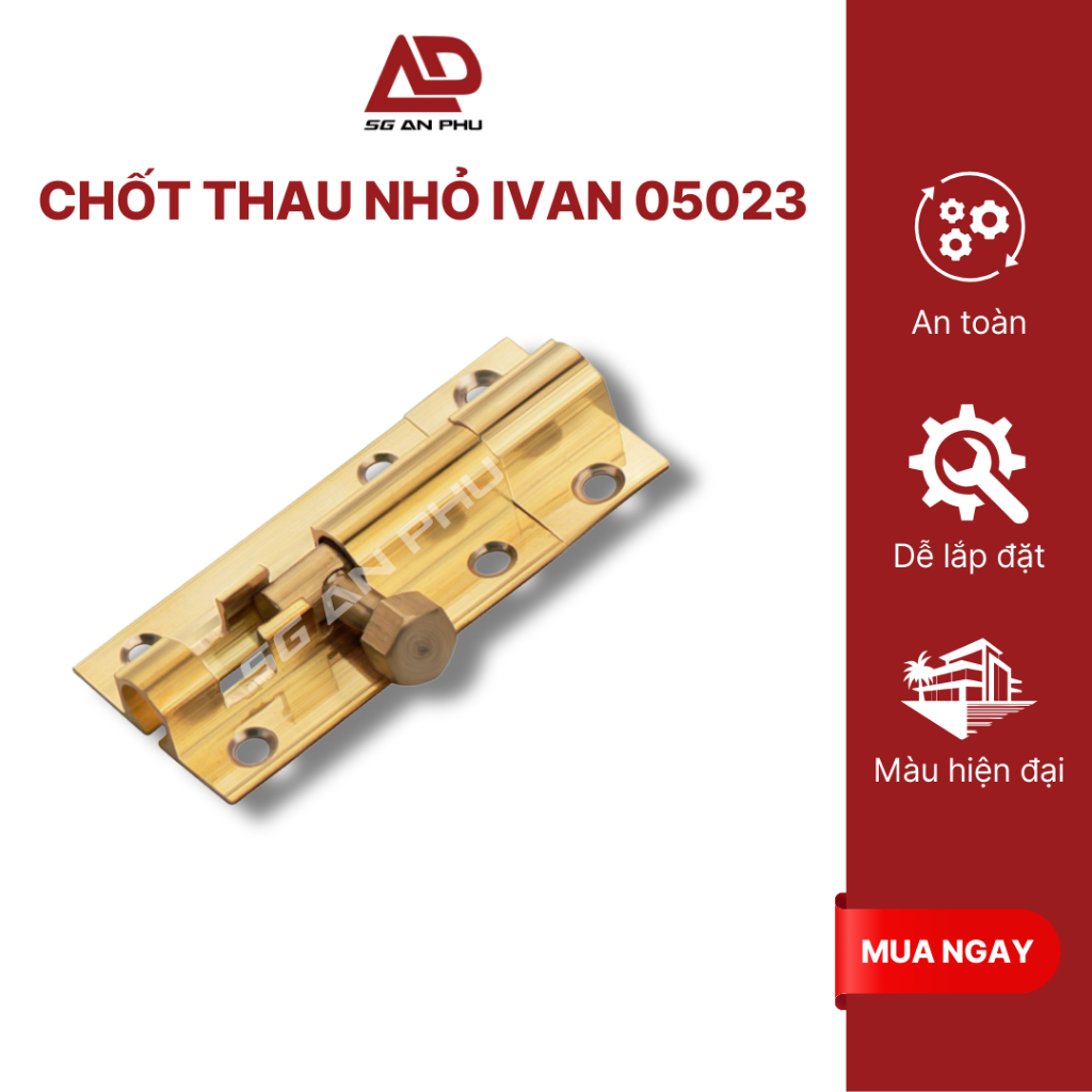 Chốt thau nhỏ IVAN 05023 chất liệu cao cấp, bền đẹp, dễ lắp đặt | NPP SG An Phú