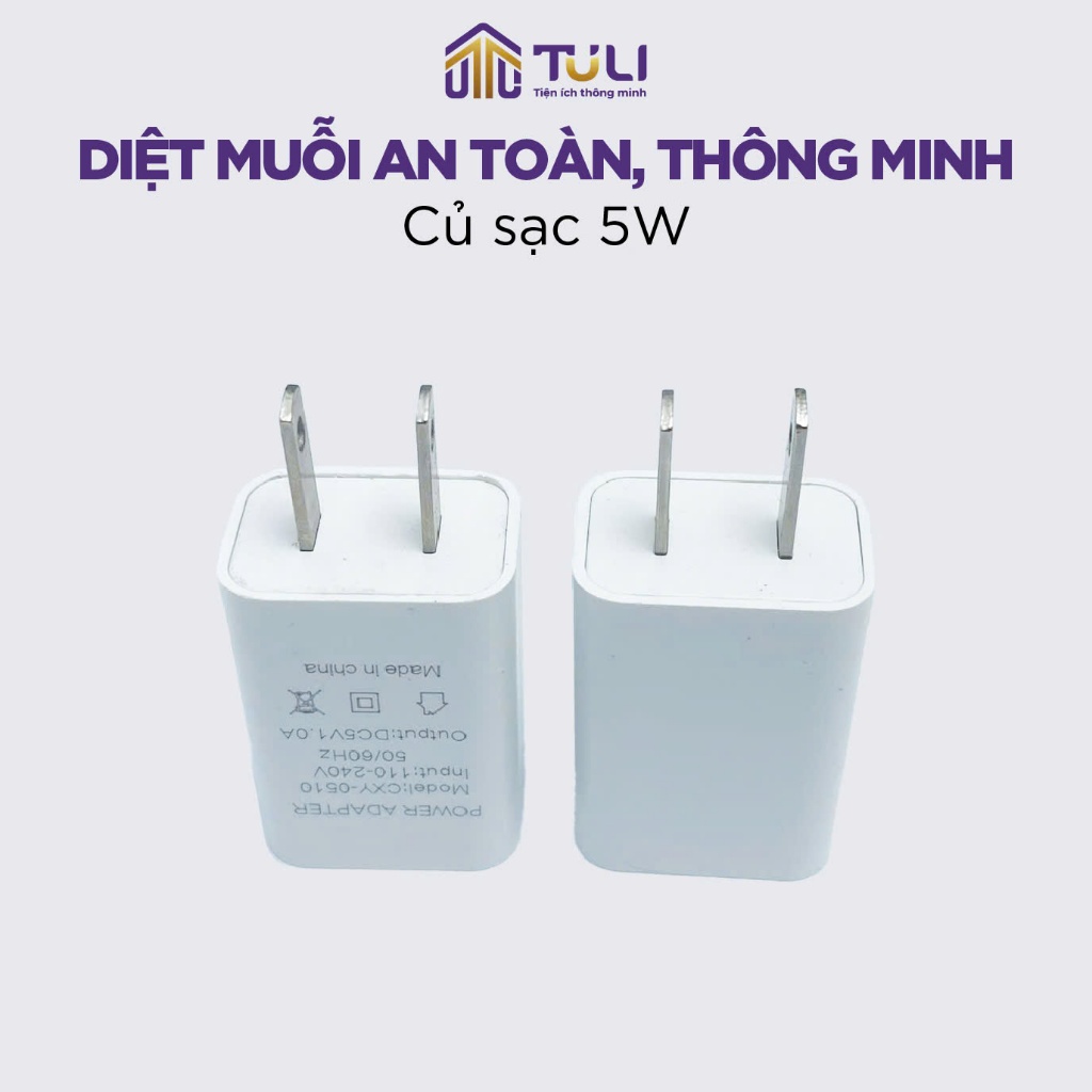 Củ sạc 5V-1A TULI CXY-0510 Dùng riêng cho Vợt muỗi TULI VM01 và VM02 (Cục Adapter cổng USB)