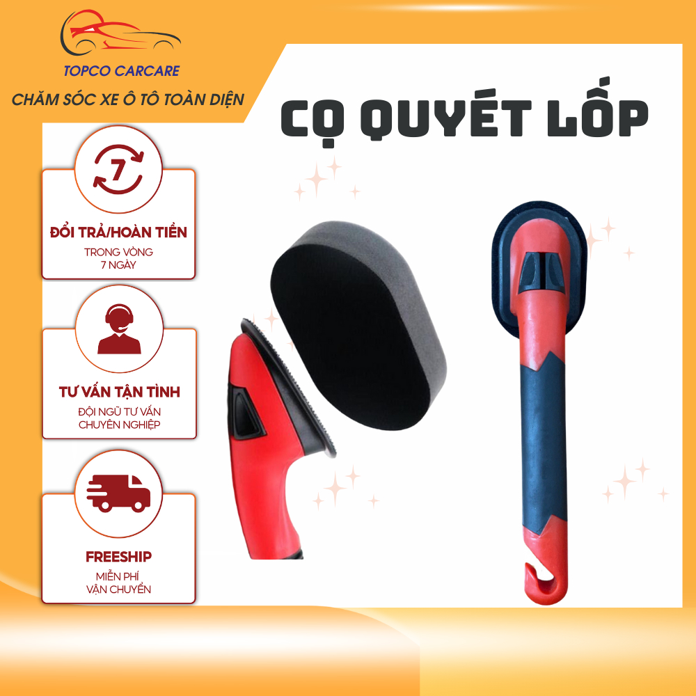 Cây quét dung dịch chuyên dụng quét dưỡng lốp xe, đầu mút chuyên dụng vệ sinh ô tô, xe máy cán dài