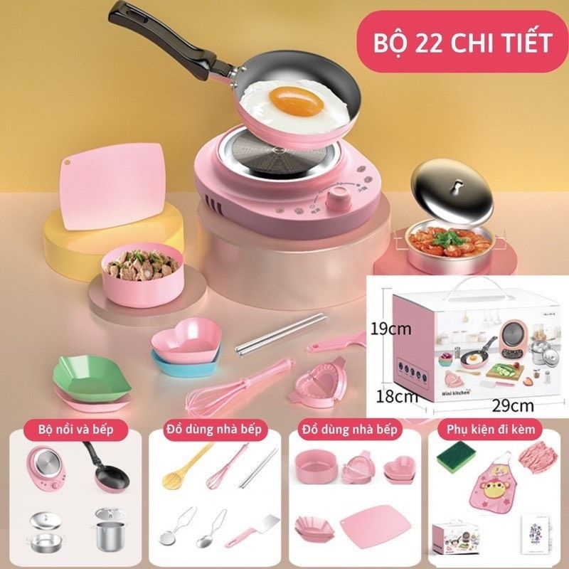 ĐỒ CHƠI NẤU ĂN THẬT MINI CHO BÉ KÈM NHIỀU PHỤ KIỆN CHO BÉ GIÚP BÉ TỰ NẤU ĐƯỢC CÁC MÓN