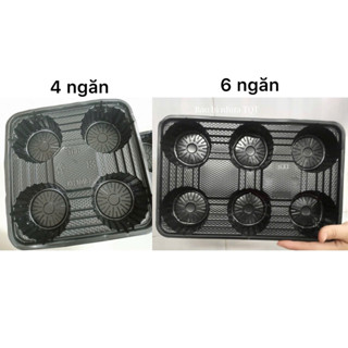SỈ SET 50 khay đựng ly mang đi MÀU ĐEN 4 NGĂN/ 6 NGĂN Take Away Hoặc Túi Đựng Khay
