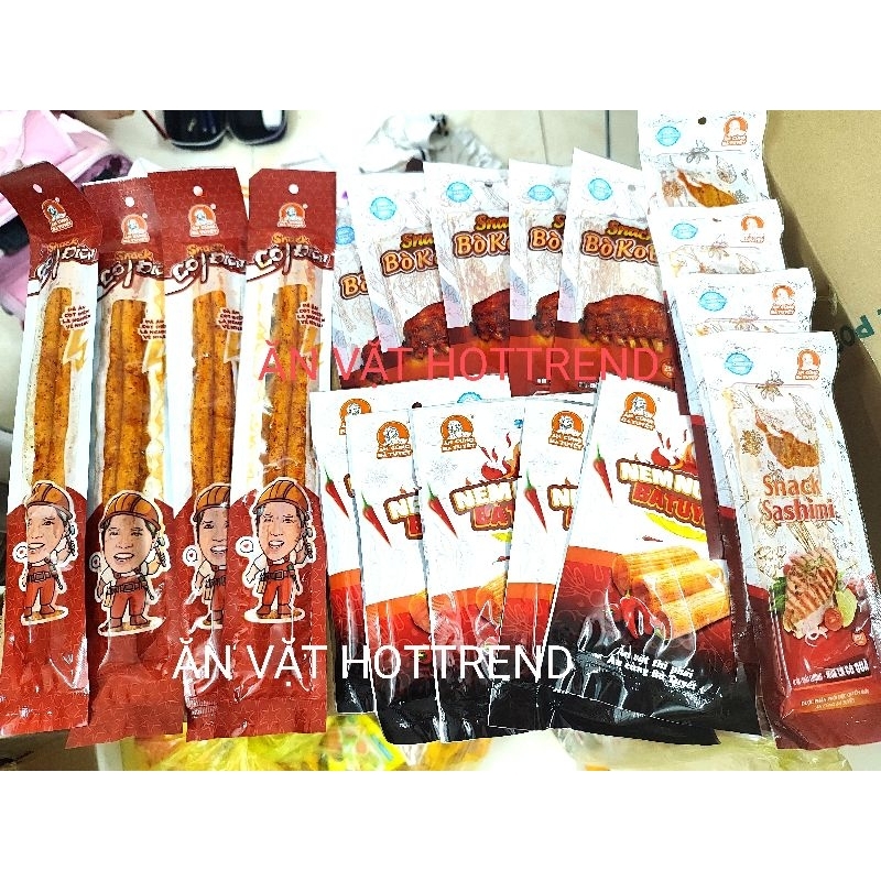 [TẶNG 1 GÓI ĐÙI GÀ BÀ TUYẾT] COMBO 20 GÓI SNACK ĂN CÙNG BÀ TUYẾT:5 NEM NƯỚNG PHÊN.5 SHASHIMI.5 BÒ KO