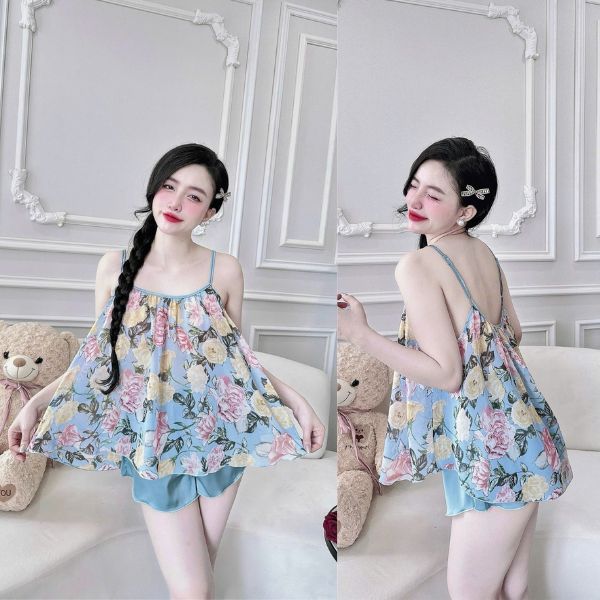 Đồ ngủ nữ Miky, Đồ ngủ sexy lụa Chiffon phối Latin cao cấp mềm mại xinh xắn <70KG | BigBuy360 - bigbuy360.vn