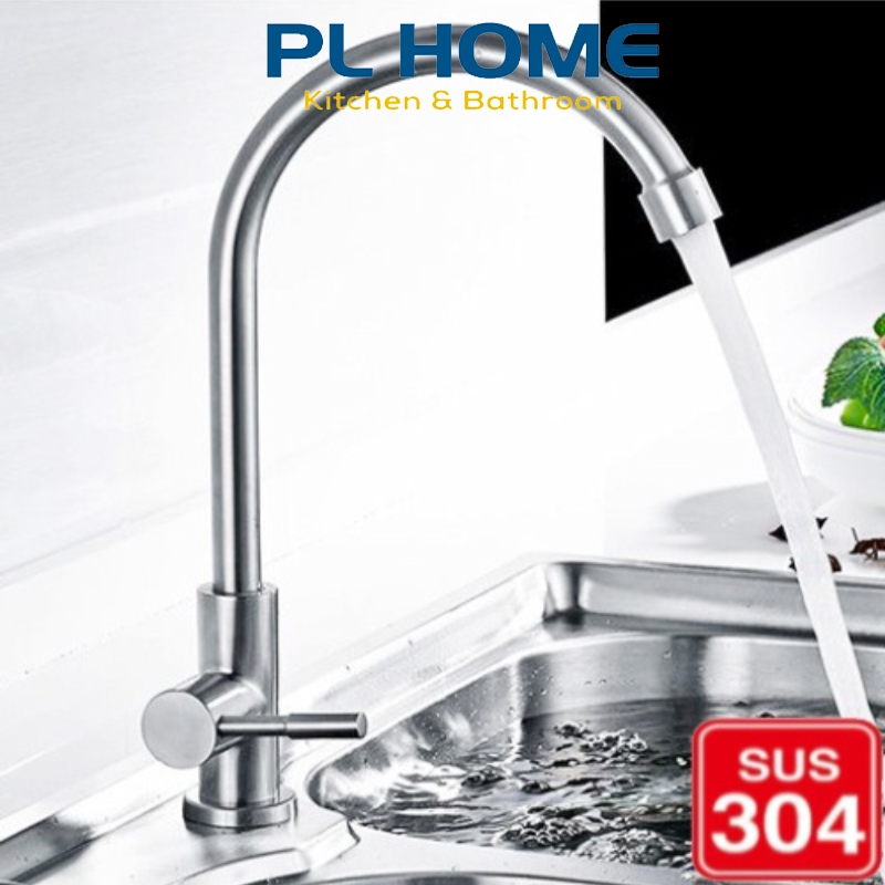Vòi nước rửa chén lạnh Inox 304 phi ống 18mm
