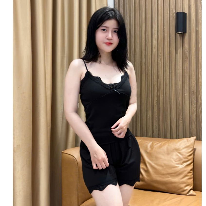 Đồ bô thun, set đồ thun 2 dây co dãn 4 chiều đồ bộ ngủ thun Amaka DAMAS45