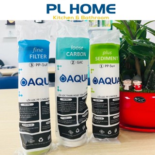 Bộ 3 lõi lọc nước 1 2 3 Aqua loại 10 inch dùng cho máy lọc nước RO, cốc lọc nước thô