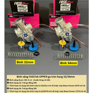 Bình xăng ga tròn FASSTek Oppen họng 32/34mm dành cho mọi loại xe
