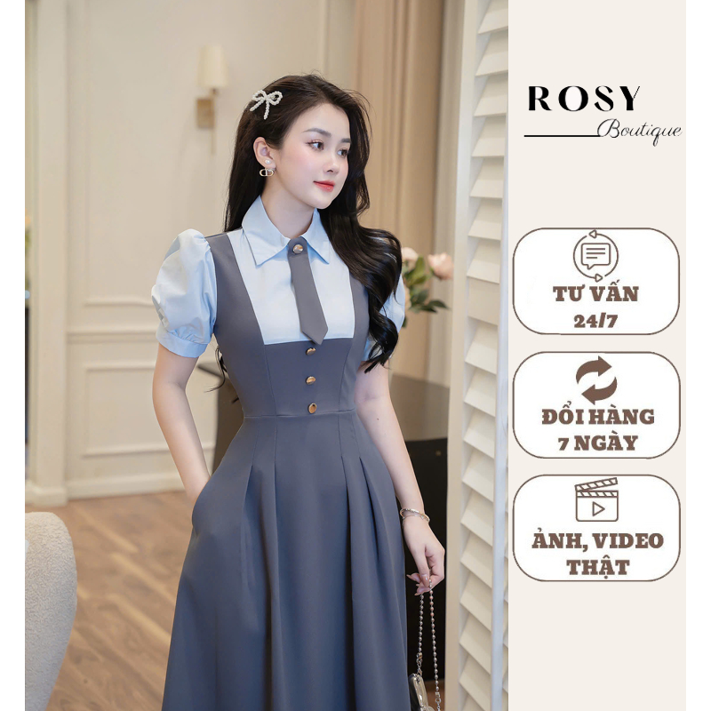 Váy thiết kế dáng dài phối cà vạt sang trọng .Thiết kế Rosy V72