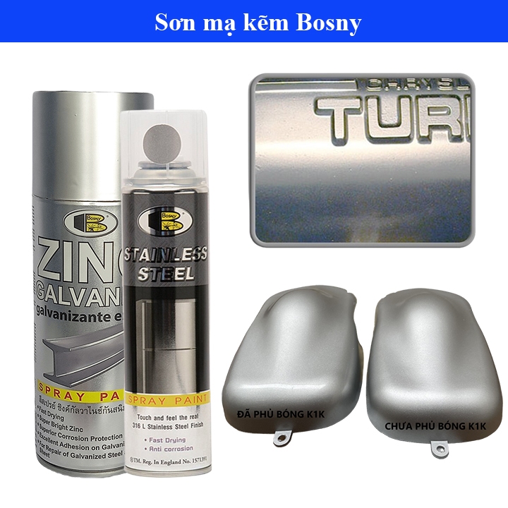 Sơn sắt mạ kẽm, sơn mạ kẽm STANLESS STEEL Bosny