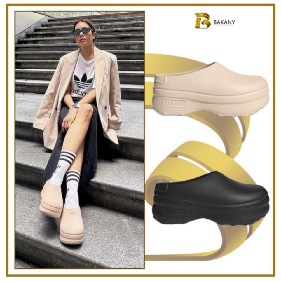 Sục Adidas_Nữ Cao Cấp, Dép Sục Adidas_Be Đế Cao 5cm Phong Cách Thời Trang Full Box Bill