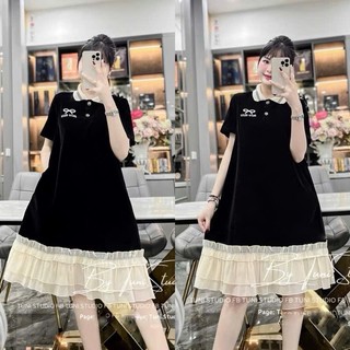  Váy bầu xinh đầm bầu dáng babydoll cổ sơ mi polo thời trang phối chân váy bèo xinh xắn điệu đà hot 2024 