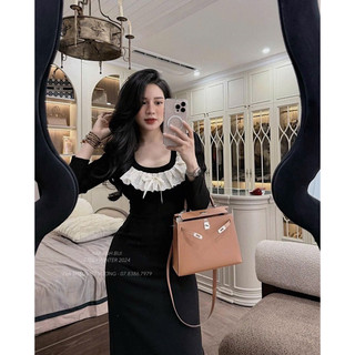 Váy Body Dài Tay Cổ Bèo Kim Anh Bùi (Sẵn Ship)