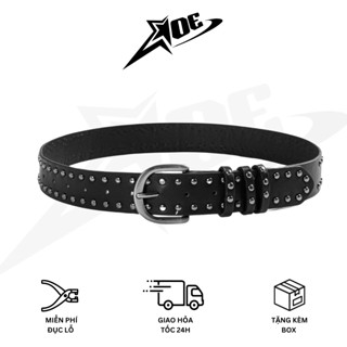 (Có sẵn) AOE STUDIO - Thắt lưng nam nữ Y2K chất da PU cao cấp họa tiết đinh nổi thân dây màu đen và trắng