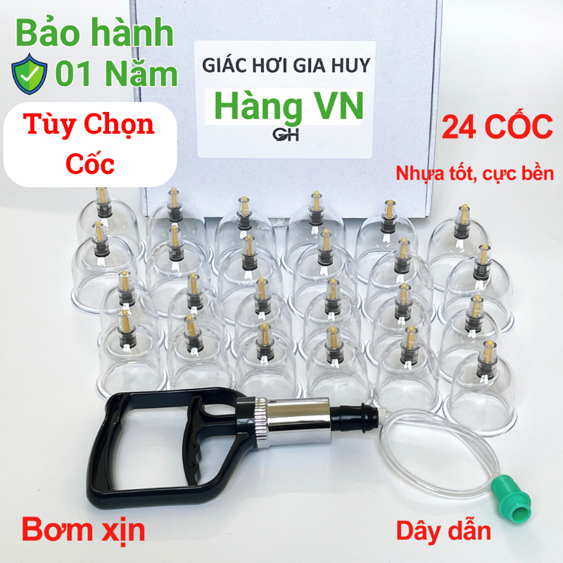 Bộ Giác Hơi 24 Cốc - Tùy Chọn Cốc - Giác hơi Gia Huy - Hàng Việt Nam