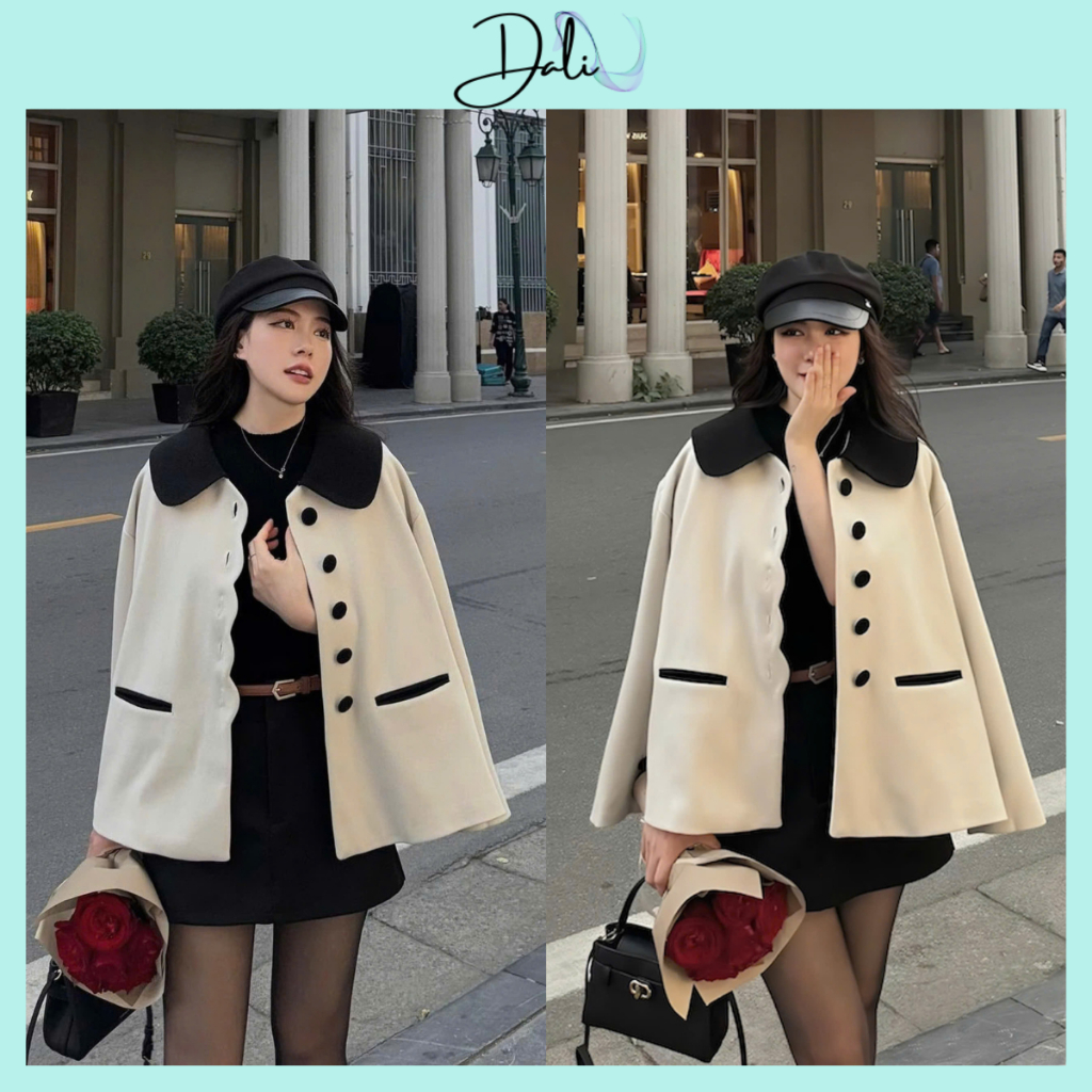 Áo Khoác Dạ Tiểu Thư Phối Cổ Sen Form Rộng Phong Cách Hàn Quốc, Áo Khoác Dạ Nữ Siêu Dày | BigBuy360 - bigbuy360.vn