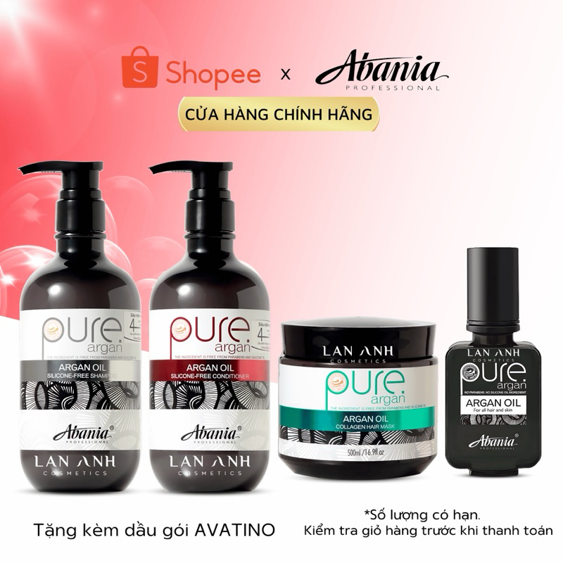 Dầu gội dầu xả,hấp tinh dầu ABANIA dành cho tóc yếu hư tổn nặng chính hãng 60/500ML