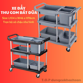  *Freeship   Clip hàng thực tế👉 * Xe Đẩy Thu Gom Chén Dĩa Xe Đẩy Thu Gom Thức Ăn Thừa 