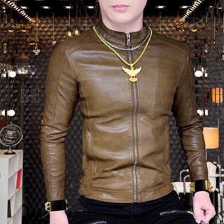 Áo Khoác Da Nam Body cổ trụ lót lông cao cấp