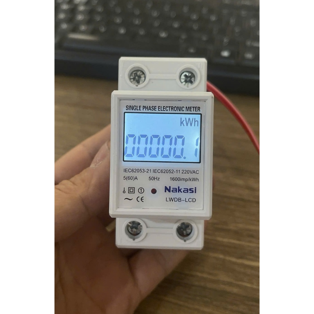 Công tơ điện tử 1 pha 60A 220V Nakasi - Đồng hồ đo công suất tiêu thụ điện Kwh loại tốt