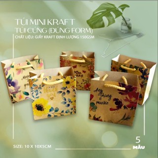 10 túi giấy kraft mini 10x10x5cm, túi xi măng đựng mỹ phẩm, trang sức, phụ kiện