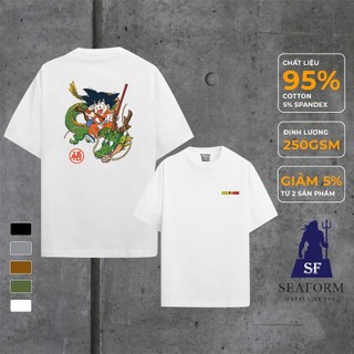 Áo thun nam nữ basic cổ tròn SEAFORM chất liệu Cotton Áo phông tay lỡ in hình Rồng thần Tshirt S190